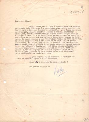 Carta de Vladimir Herzog para Alex Viany, [jun. 1965]